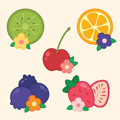 Cute fruit slice decoration vector art design