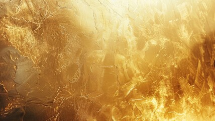 Gold wall texture background. Yellow shiny gold foil paint on wall sheet with gloss light reflection, vibrant golden paper luxury wallpaper - generative ai