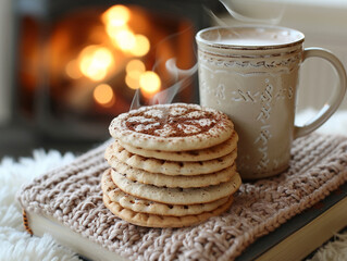 Fototapeta na wymiar cup of coffee with cookies