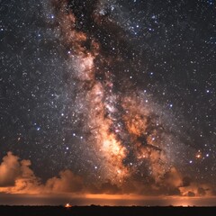 Majestic Milky Way Over Cloudy Horizon