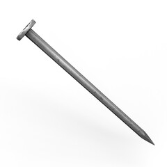Steel Nail Pin. 3D Illustration. File with Clipping Path.