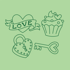 Cute Valentine day decoration gift love and lover celebration holiday vector art February