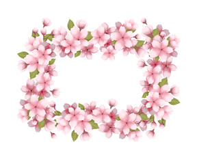 Fototapeta na wymiar pink cherry blossom border frame
