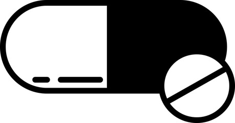 Capsule glyph Pill vector icon. Medical capsule pictogram isolated on transparent background, soft gel capsule icon in flat style. Medicament and pharmaceutical symbol. medical design element.