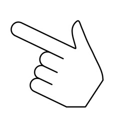 pointing hand flat style vector illustration isolated on white and transparent background. white pointer with black line to show direction