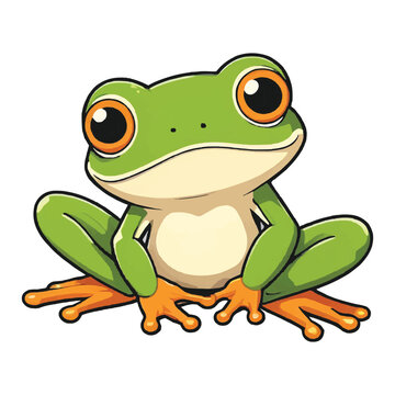 Green frog cartoon vector art