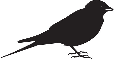 Obraz premium Black silhouettes of bird swallow on white background