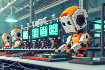 Naklejka premium Robotics education is popular at both academic and hobbyist levels. Competitions such as the FIRST Robotics Competition