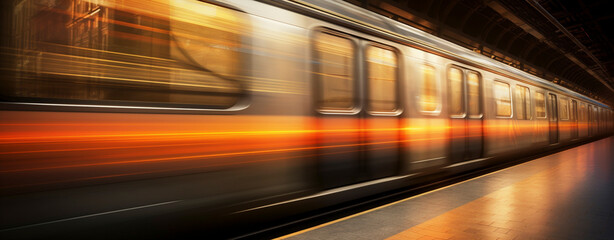Fototapeta na wymiar Subway train travel with light trails