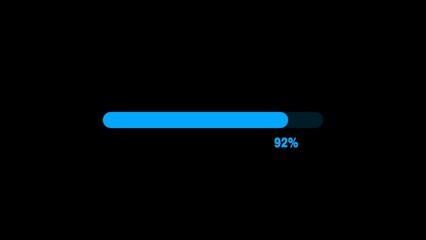 Processing progress bar animation with loading animation on black alpha background.