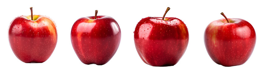 fresh apples isolated on a transparent PNG background, white background , Generative Ai