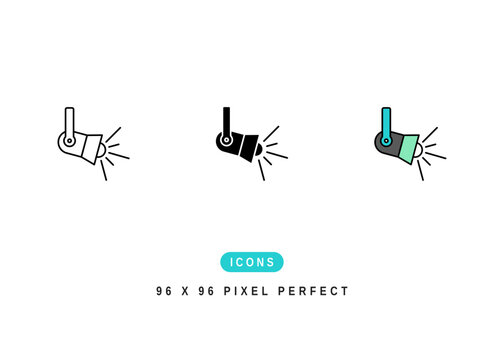 Spotlight Icon. Stage Light Spot Pictogram Graphic Illustration. Isolated Simple Line Icon For Infographic, App and Web Button.