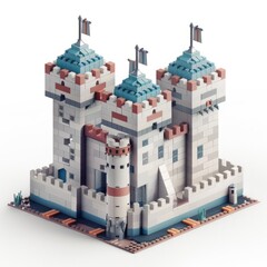 Teensy-weensy Castle Keep, on isolated white background, Generative AI