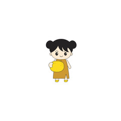 Vector pose of little boy celebrating Chinese New Year illustration