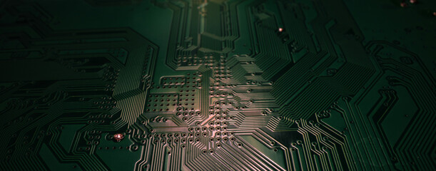 Semiconductors chip. Technology background. High tech electronic circuit board background. Close-up...