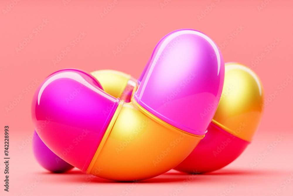 Poster abstract dynamic colorful shape. 3d illustration and rendering. elegant line background.