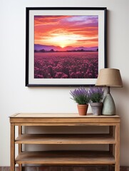 Serene Lavender Farm Sunsets Vintage Landscape Print - Nature Artwork