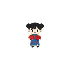Vector pose of little boy celebrating Chinese New Year illustration