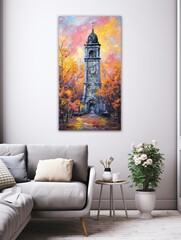 Timeless Clock Tower Views: Impressionist Clock Blend Landscape Art