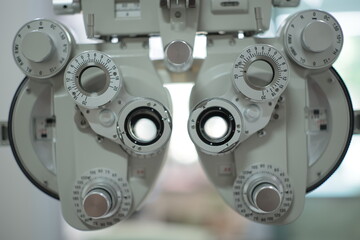 Phoropter eye exam 