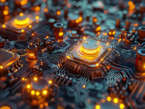 Quantum computing core glowing qubits abstract tech beauty high detail