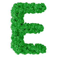 Ball letter E green font 3d render