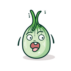 cute cartoon onion crying flat design vector illustration