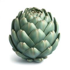 Fototapeta premium Isolated Artichoke. One whole Artichoke isolated on white background with clipping path, ai generatd, organic vegetables