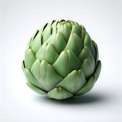 Fototapeta premium Isolated Artichoke. One whole Artichoke isolated on white background with clipping path, ai generatd, organic vegetables