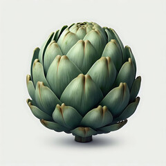 Fototapeta premium Isolated Artichoke. One whole Artichoke isolated on white background with clipping path, ai generatd, organic vegetables