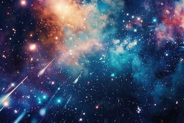 Awe-Inspiring Space Filled With Stars, An abstract vision of a night sky, filled with twinkling stars and shooting comets, AI Generated