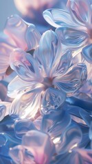 Fototapeta premium Arctic Radiance: Macro perspective reveals jasmine's frost-touched petals, glowing with a calming Arctic radiance.