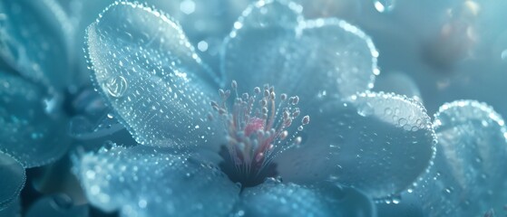 Frosty Glow: Macro view captures jasmine's frost-kissed petals, glowing with a calming frosty luminescence.