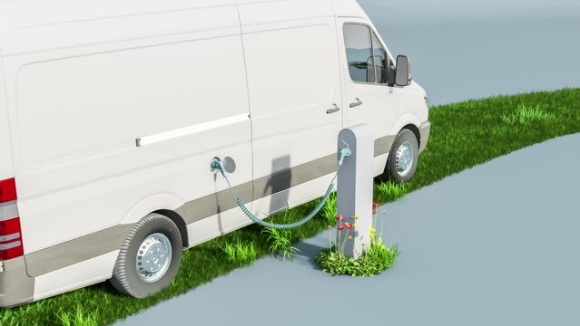 Electrical truck at a charging station