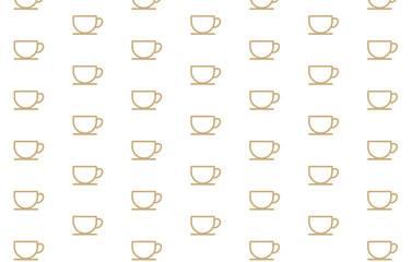 Outlined Coffee or Tea Cups seamless pattern PNG
