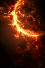 Sun surface with solar flares. Ai generative.
