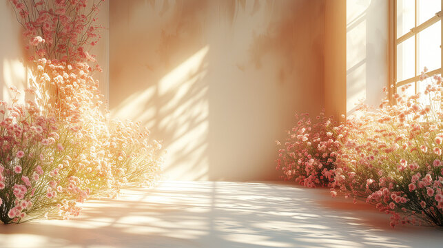 scene with vase, Natural lighting and shadow background. 3d render illustration background, Ai generated image