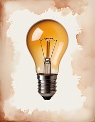 A detailed shot of a light bulb on a neutral gray backdrop, showcasing the intricate design and glowing filament