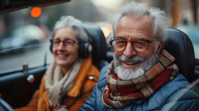 An Older Couple Happily Downsizes To A Smaller More Efficient Car Which Will Save Them Money On Gas And Maintenance.