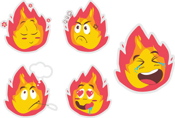 Fire emoji vector illustration with many pose and reaction set © Letterstock Std