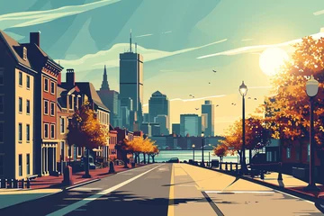 Photo sur Plexiglas Etats Unis Postcard of Boston on a sunny day