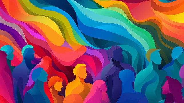 Colorful Rainbow Pride Month Vector Background Human Rights Diversity Concept LGBT Individuality