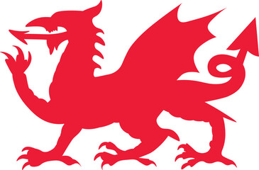 Red welsh dragon vector design. Welsh dragon design.