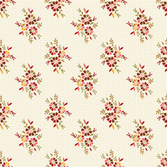 Floral allover block screen print digital textile design seamless repeat pattern