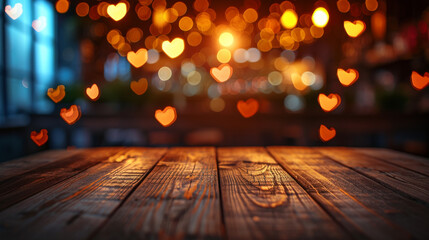Valentine's Bliss: Table with Heart Bokeh in Luxurious Setting
