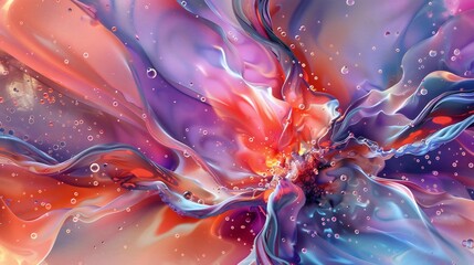 Obraz na płótnie Canvas Fluid Nebula: Lobelia blooms in cosmic hues, a mesmerizing fusion of ferrofluids and cosmic particles.