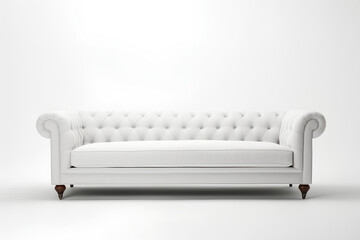 Immerse yourself in the sophistication of a single classic sofa, impeccably isolated on a white background, captured with precision by an HD camera.