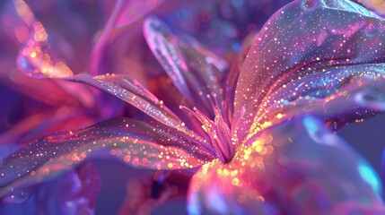 Stellar Bloom: Lobelia petals shimmer with the otherworldly essence of cosmic particles.