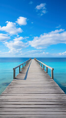 Fototapeta na wymiar Ocean Views, Blue sky, Symmetry, Wanderlust, Pier, Solo traveler