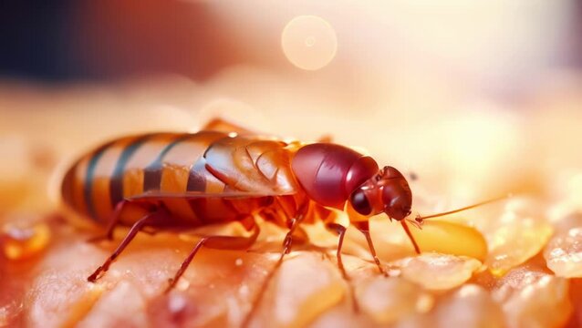close up of a bed bugs on human skin